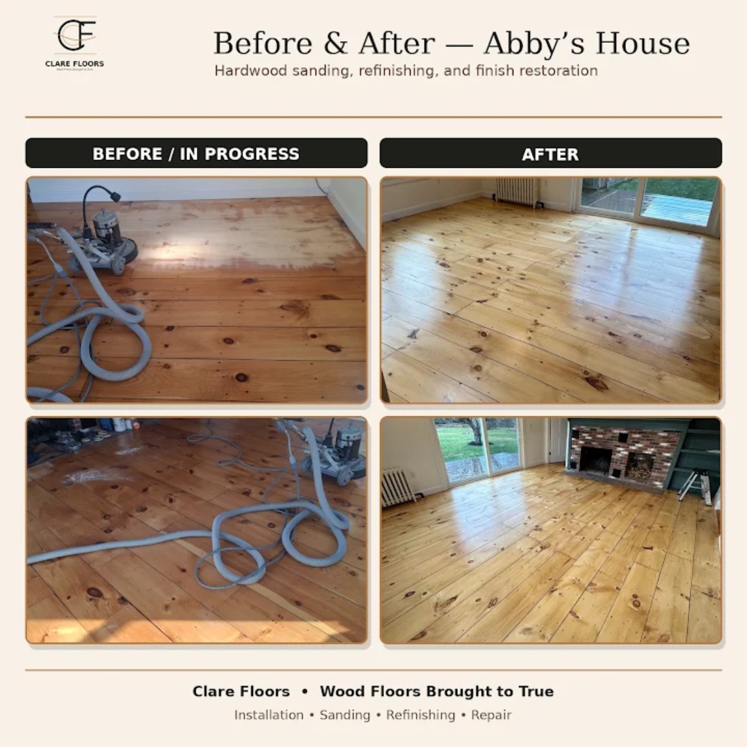 Abby's House pine floor sanding and refinishing