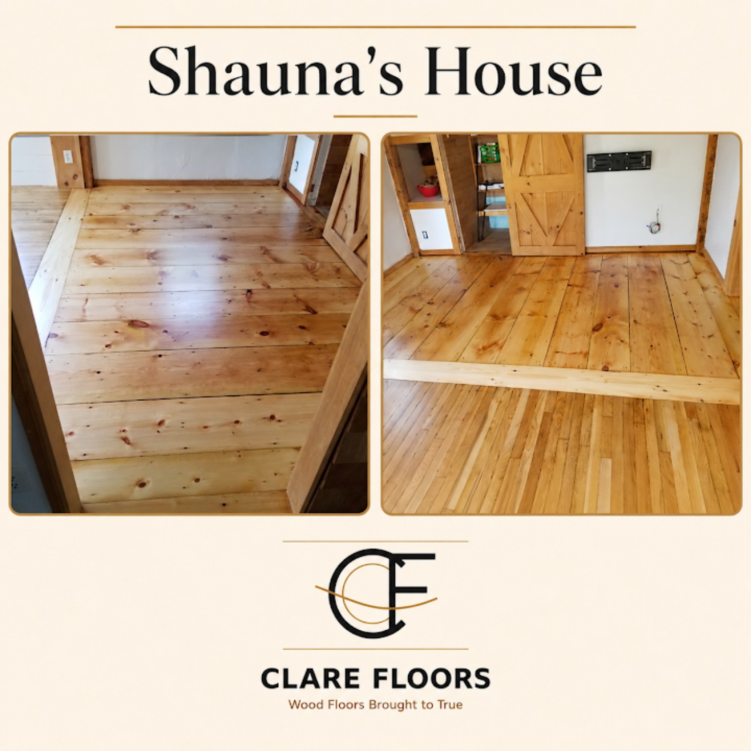 Shauna's House wide plank pine flooring